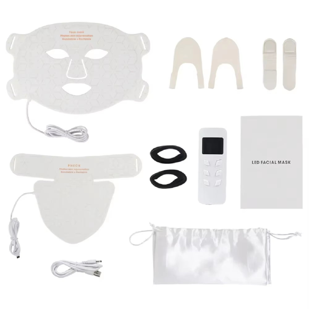 4Color Silicone Facial Neck Mask anti Aging Skin Rejuvenation Brighten Beauty Face Photon Mask