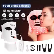 WellCareGoods - Máscara de terapia LED de silicona para rostro y cuello